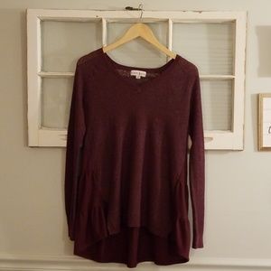 Knox Rose Burgundy fine Knit mix top M.